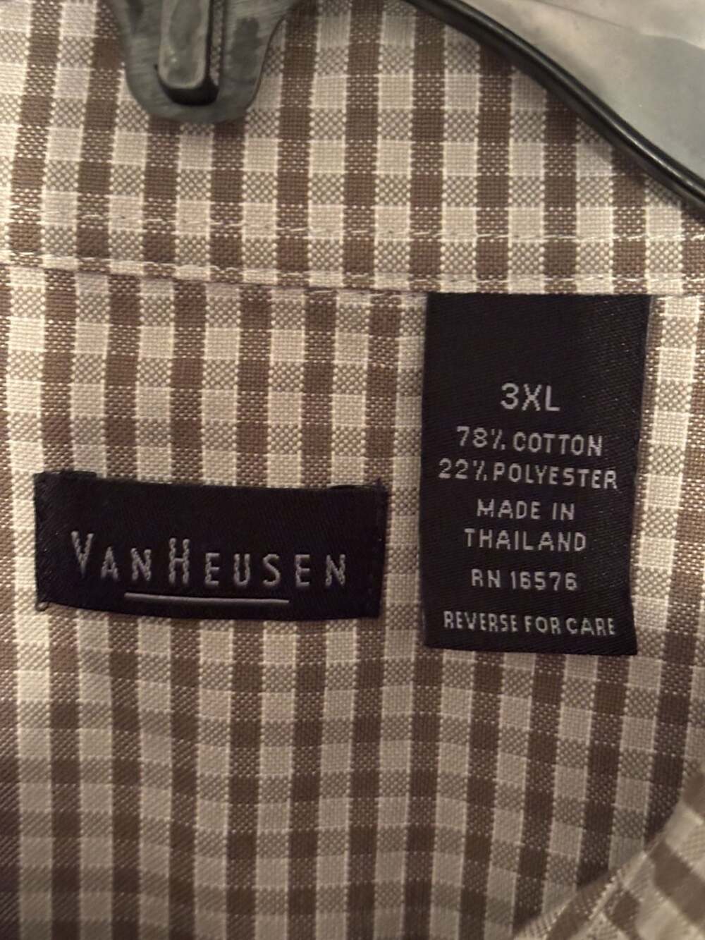 Van Heusen Short Sleeve Button Up Shirt Size 3XL Brown Check